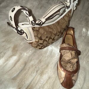 Coach Cream and Brown Handbag